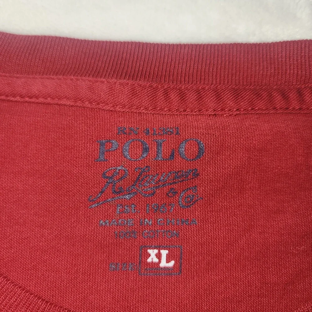Polo Ralph Lauren Mens XL Red Long Sleeve Pocket T-Shirt Classic Fit Cotton Logo